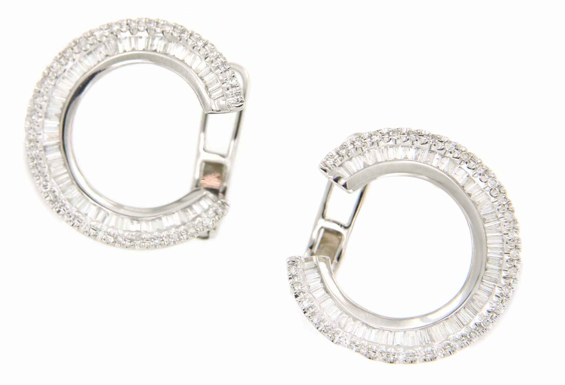 Pendientes SEHRAZAD en oro blanco con diamantes y baguettes - Roman Joyero