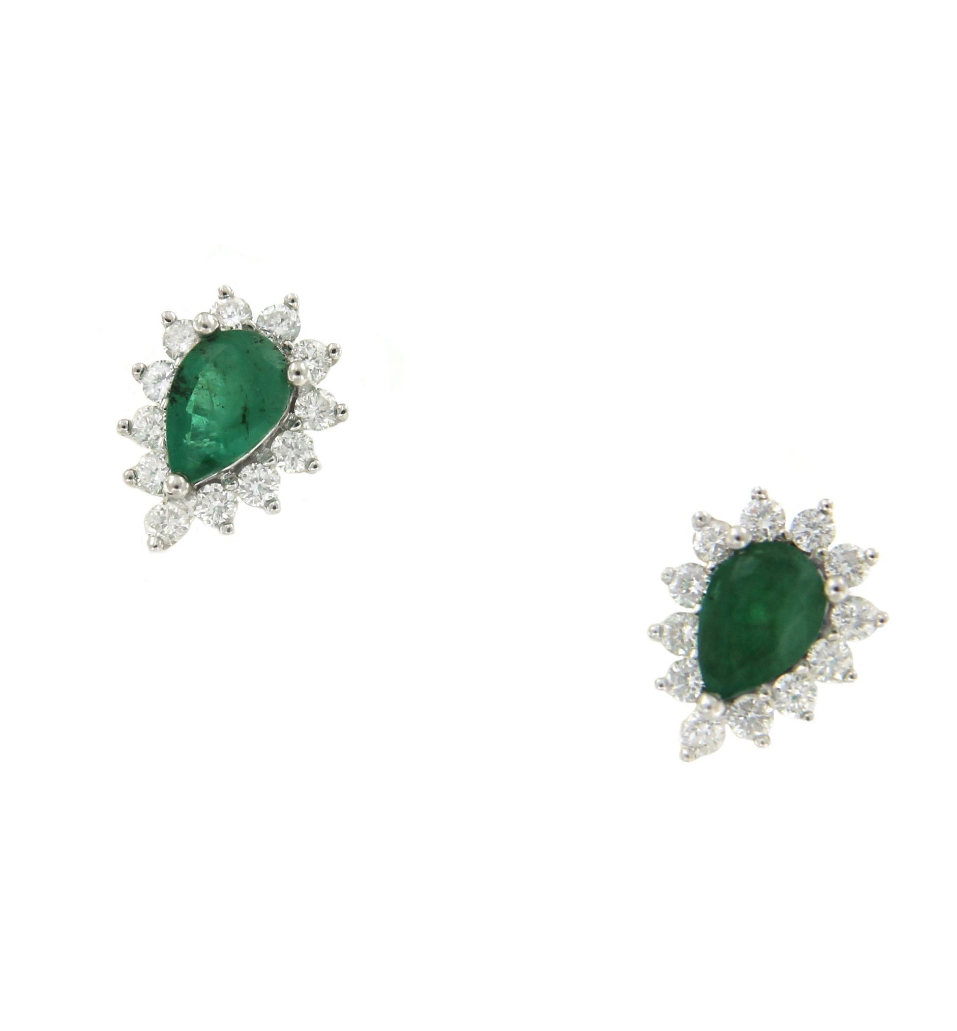 Pendientes SERMIN de oro blanco con brillantes y esmeraldas - Roman Joyero