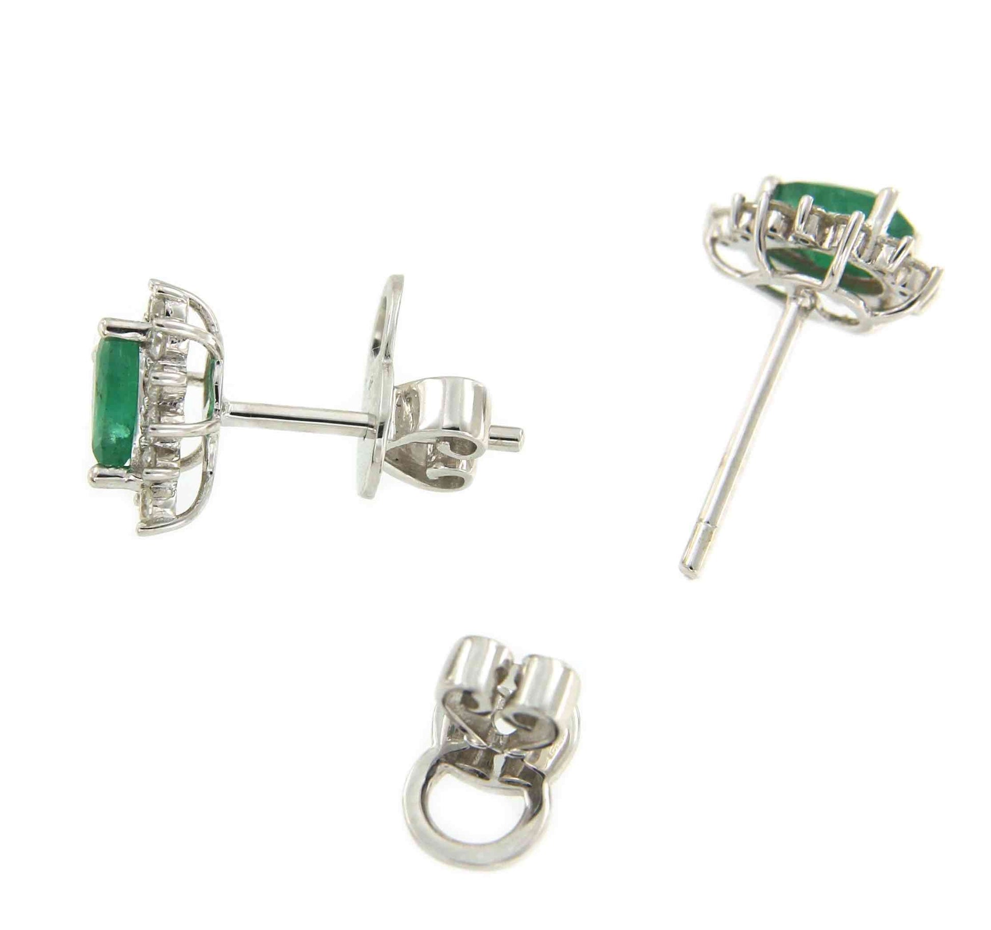 Pendientes SERMIN de oro blanco con brillantes y esmeraldas - Roman Joyero