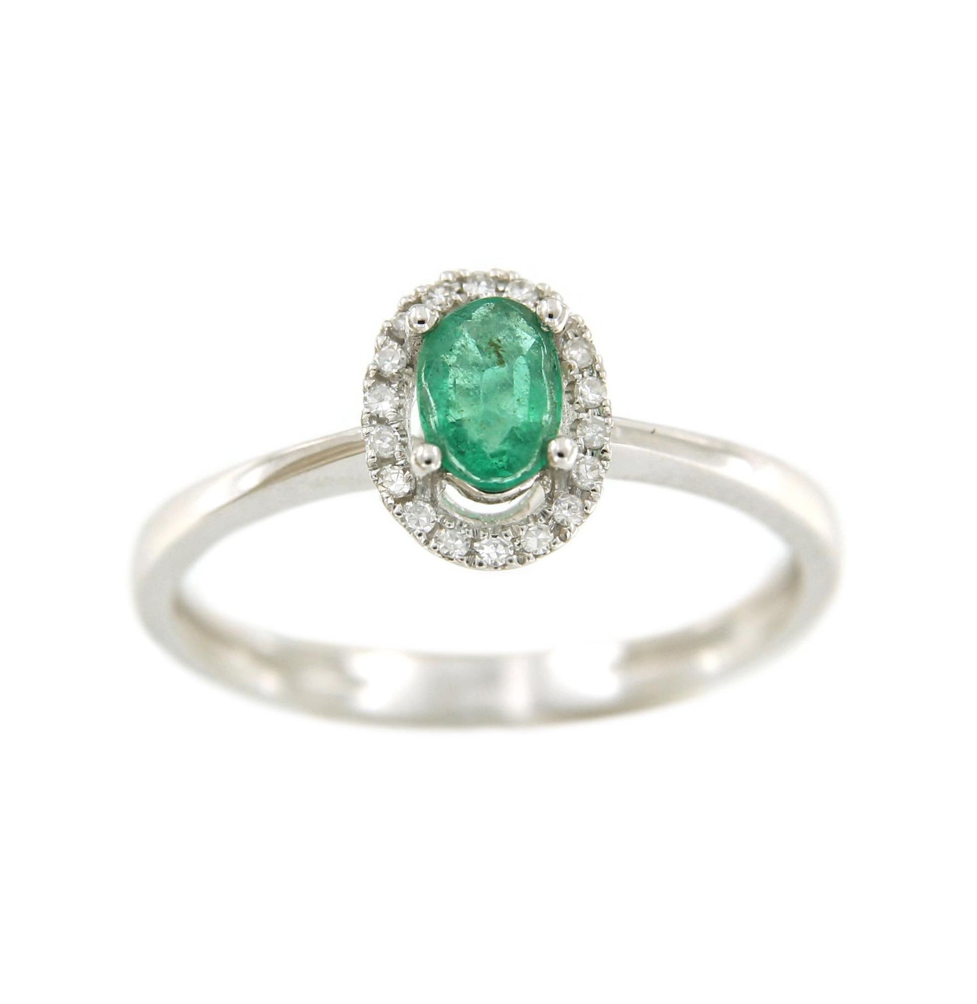 Anillo SERPIL en oro blanco con brillantes y esmeralda, rubí o zafiro