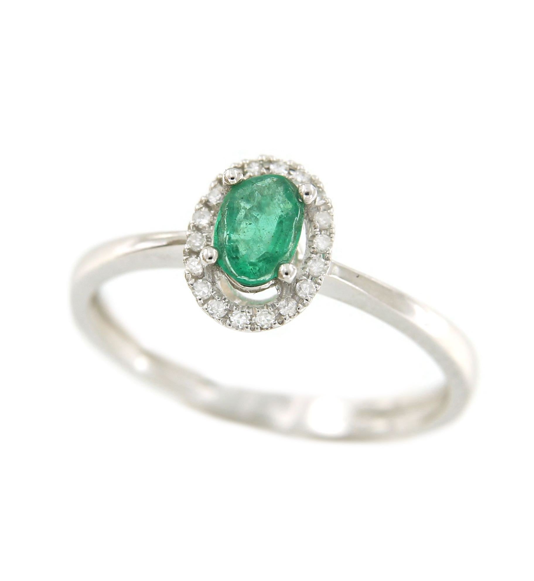 Anillo SERPIL en oro blanco con brillantes y esmeralda, rubí o zafiro