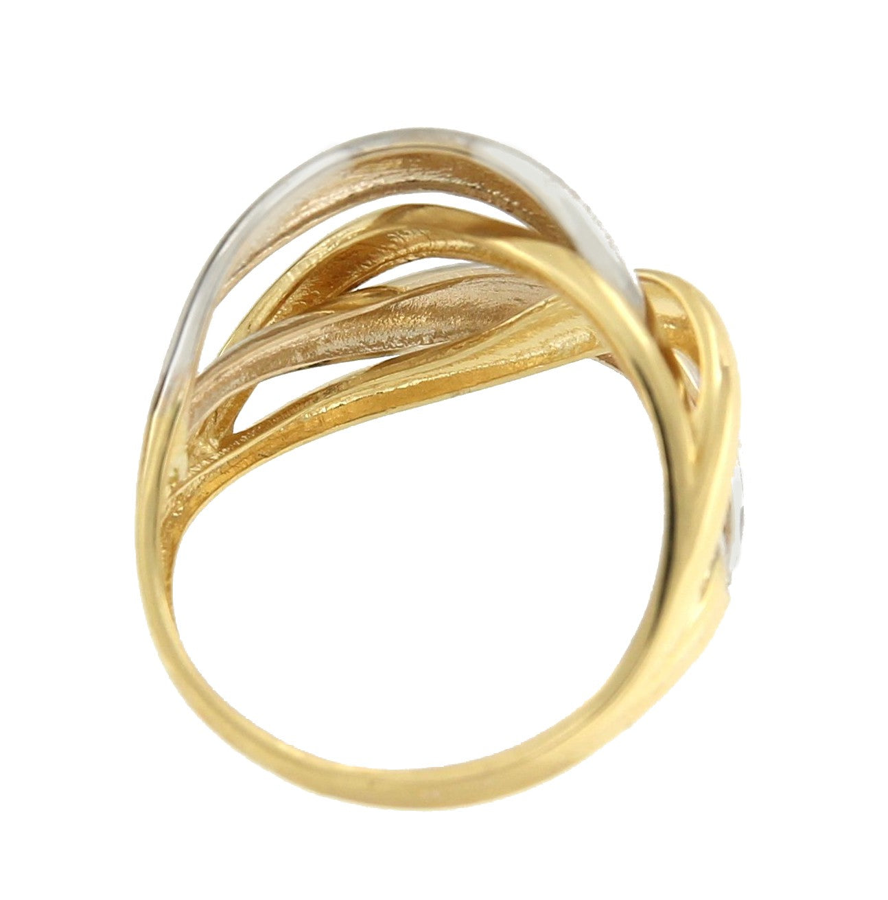 Anillo SIDIKA en oro blanco y amarillo con eslabones barbados - Roman Joyero