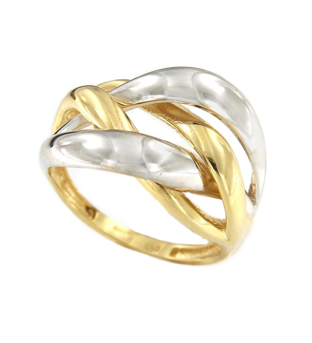 Anillo SIDIKA en oro blanco y amarillo con eslabones barbados - Roman Joyero