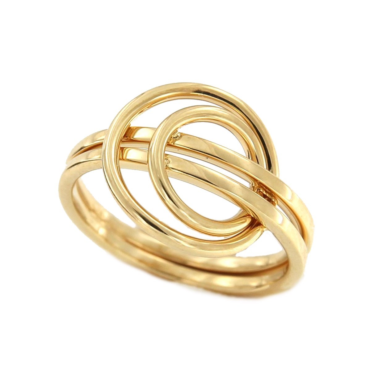 Anillo doble TUBA en oro amarillo de 18 kilates con 2 círculos - Roman Joyero