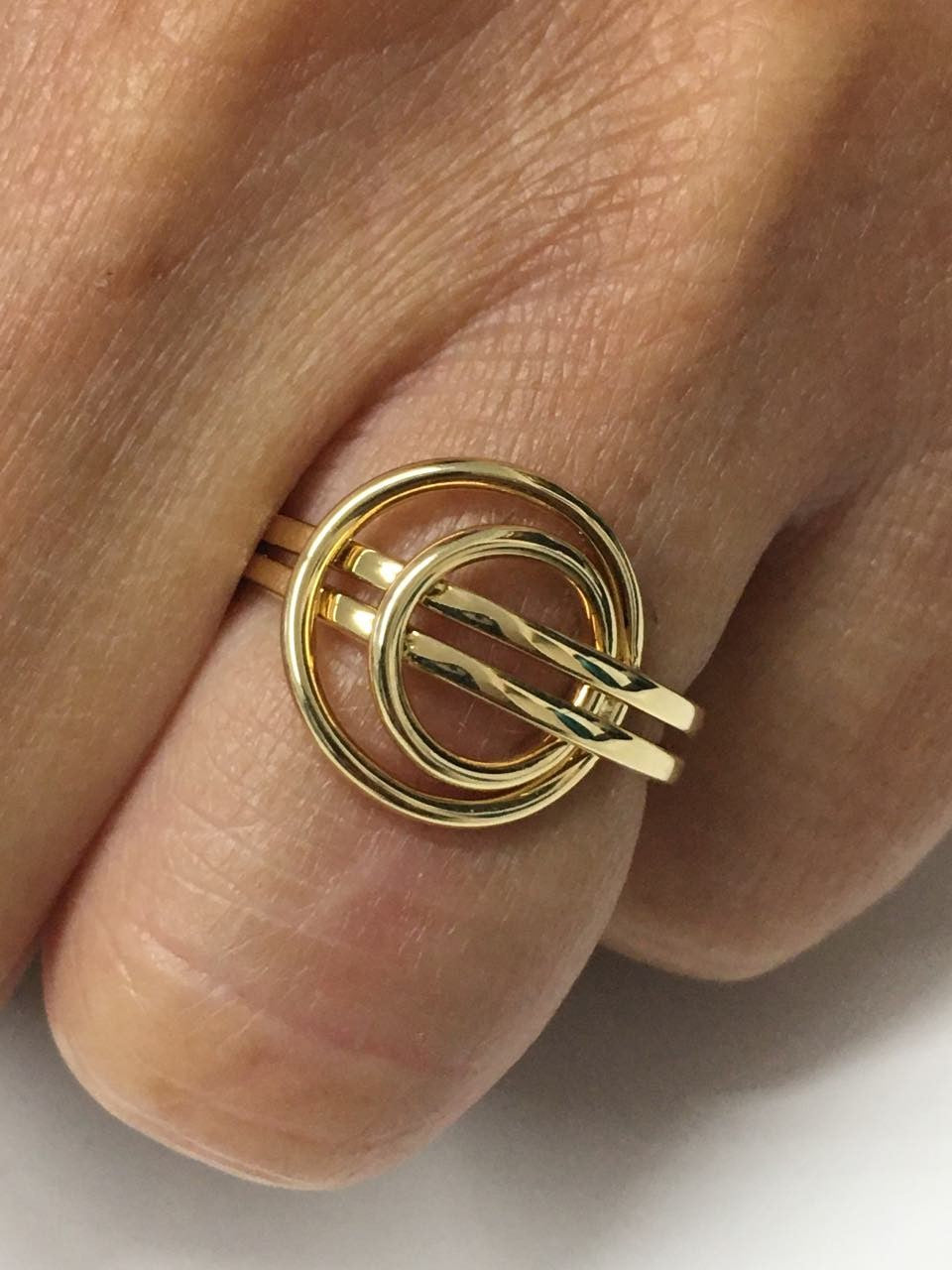 Anillo doble TUBA en oro amarillo de 18 kilates con 2 círculos - Roman Joyero