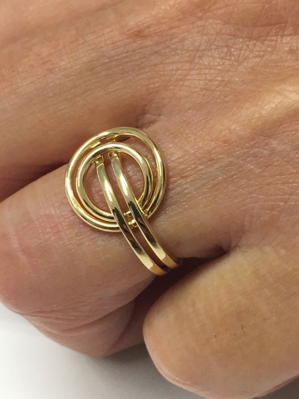 Anillo doble TUBA en oro amarillo de 18 kilates con 2 círculos - Roman Joyero