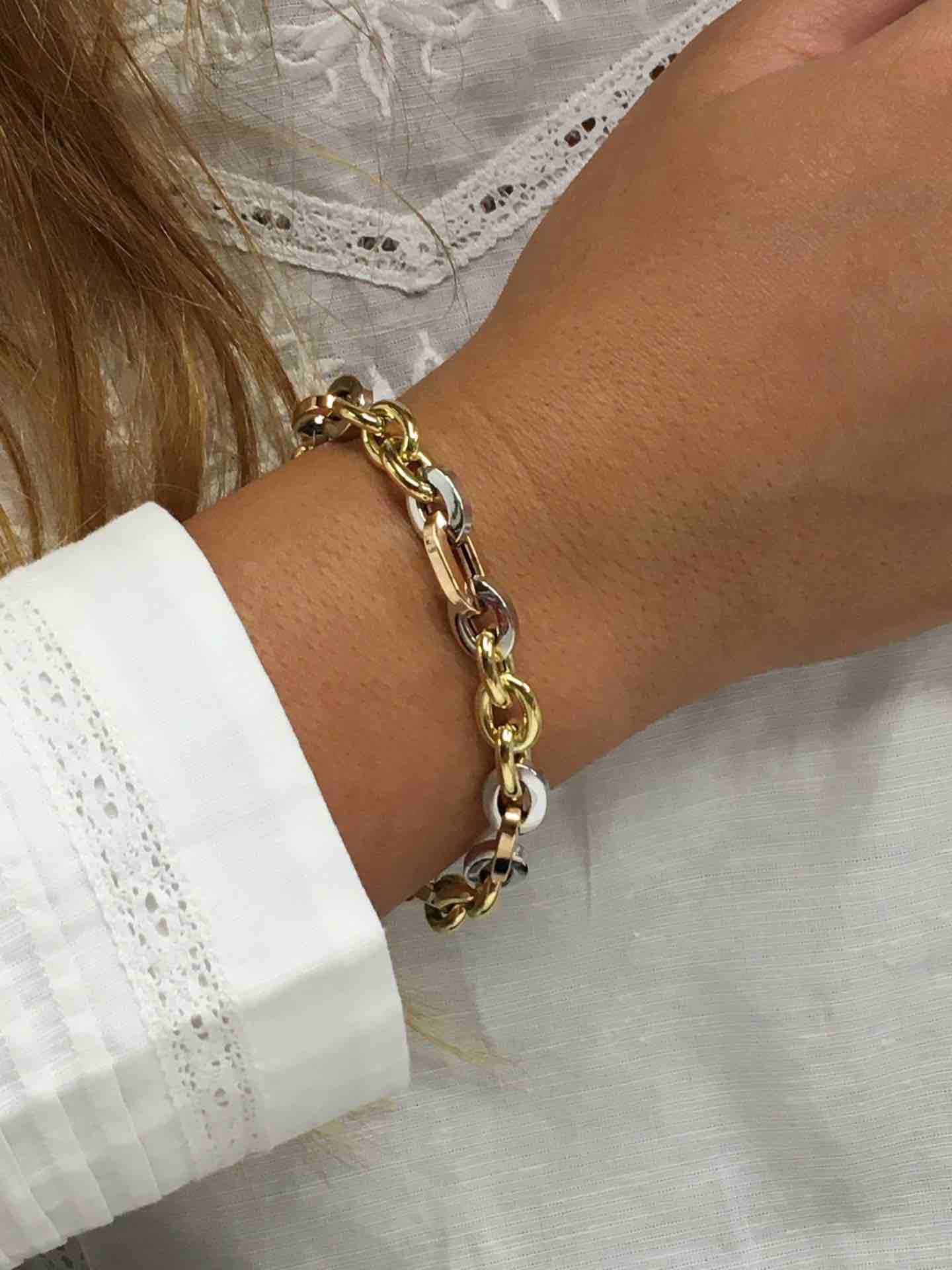 Pulsera BALIK eslabones en diferentes colores de oro de 18 ktes - Roman Joyero