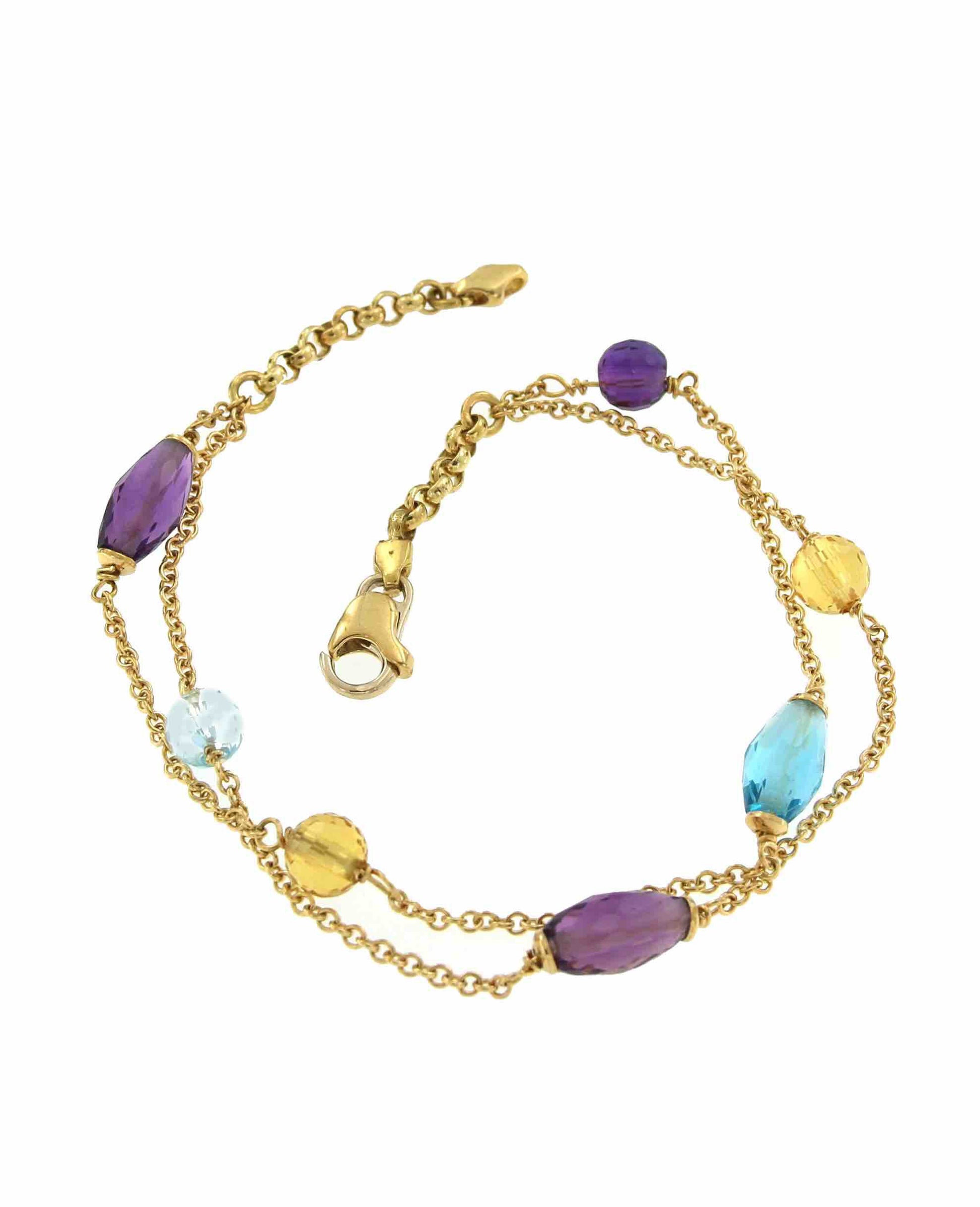 Pulsera YUNUS con piedras semipreciosas montadas en oro amarillo