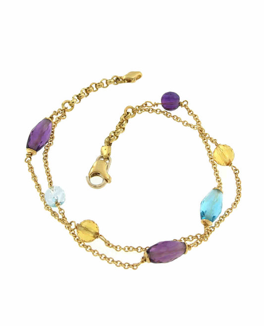 Pulsera YUNUS con piedras semipreciosas montadas en oro amarillo