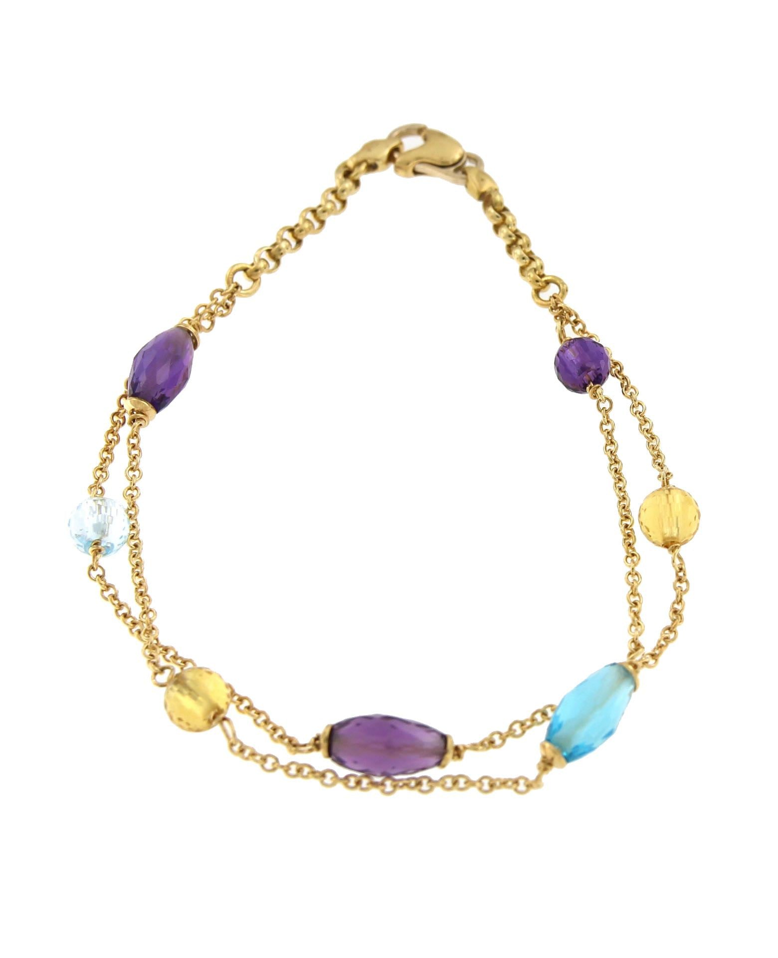 Pulsera YUNUS con piedras semipreciosas montadas en oro amarillo