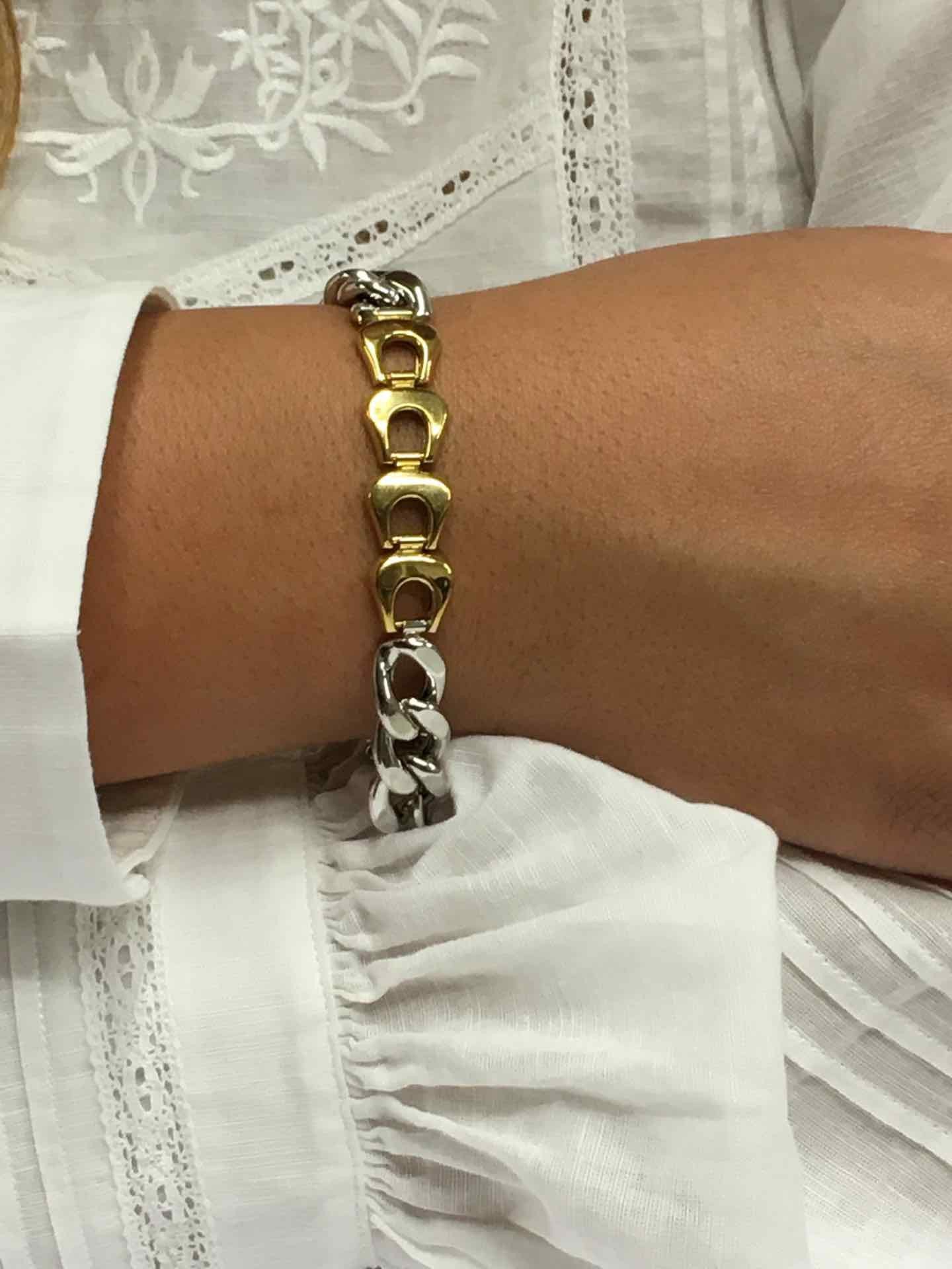 Pulsera RUZU en dos colores de oro 18 kts blanco y amarillo