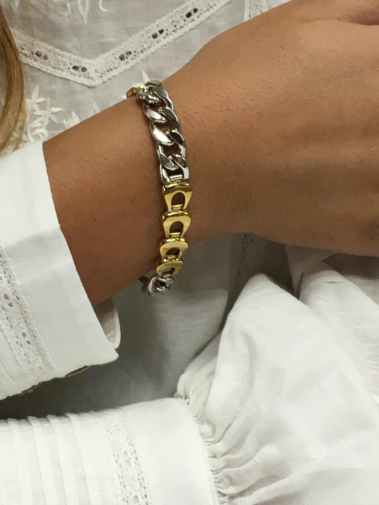 Pulsera RUZU en dos colores de oro 18 kts blanco y amarillo