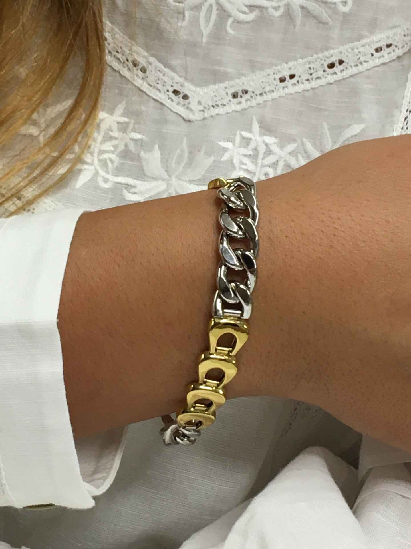 Pulsera RUZU en dos colores de oro 18 kts blanco y amarillo
