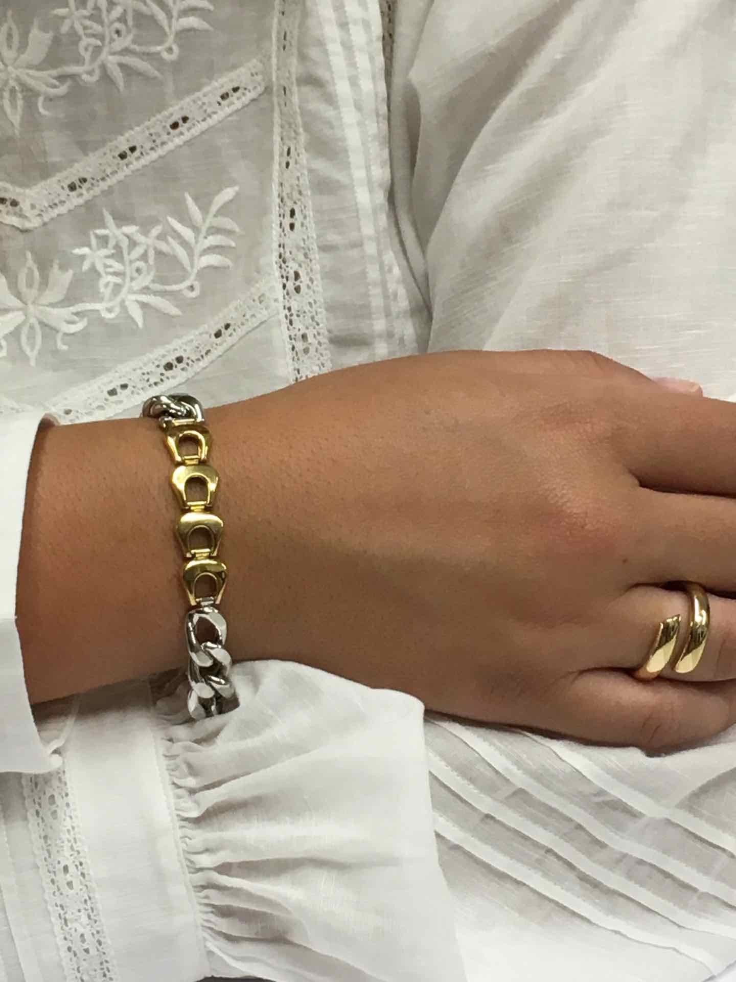 Pulsera RUZU en dos colores de oro 18 kts blanco y amarillo