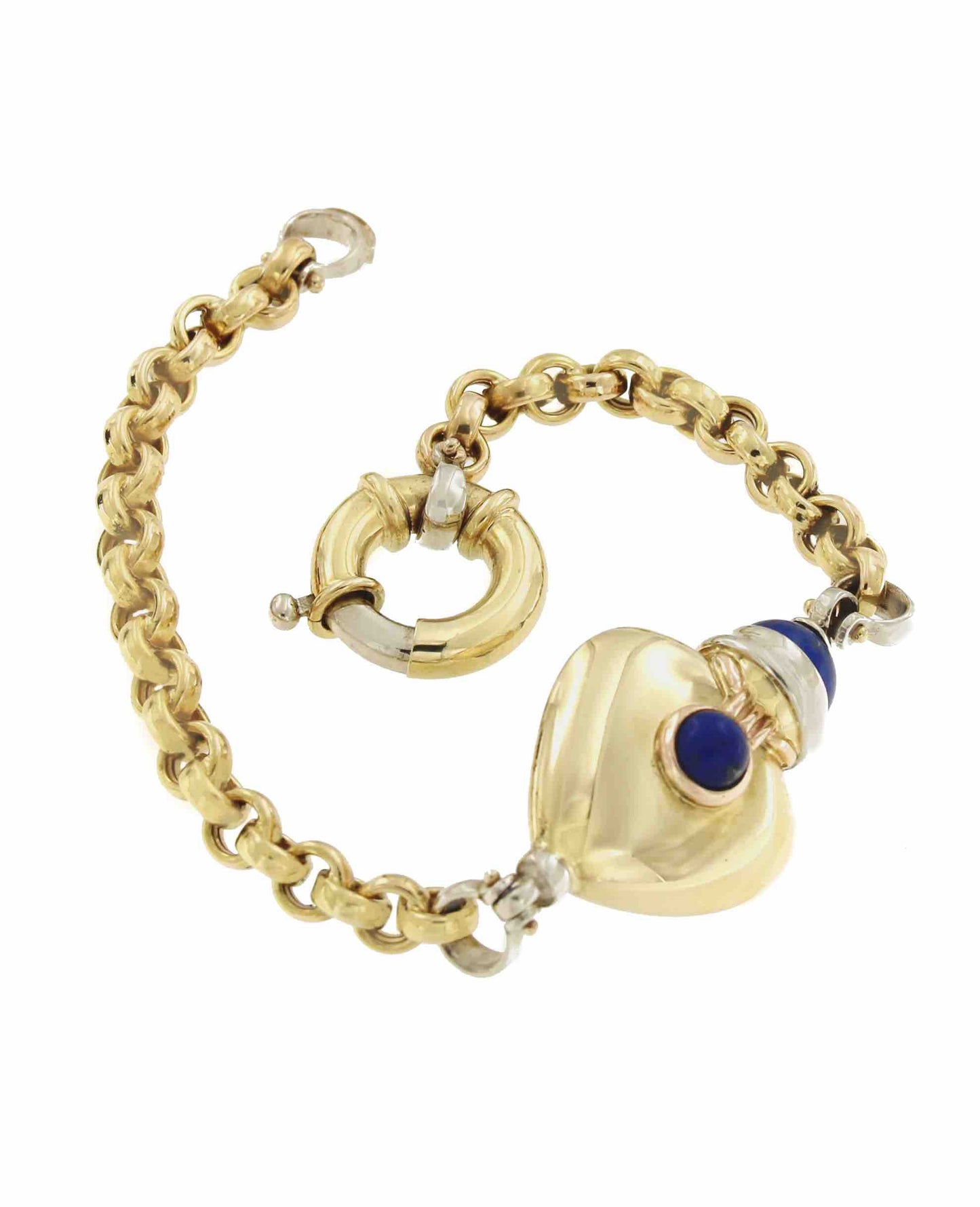 Pulsera KURT nueva en oro de 18 ktes con corazón y lapislázuli