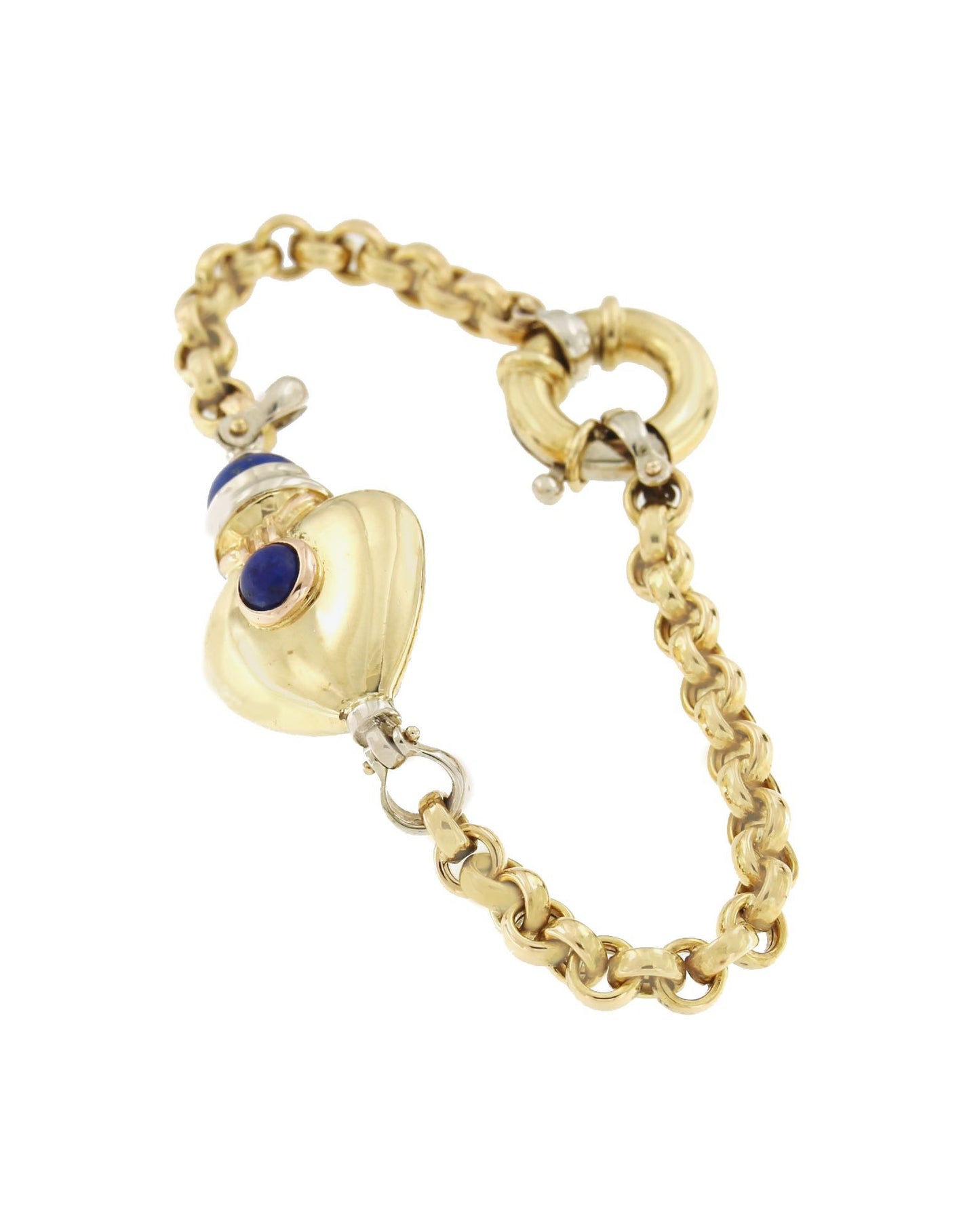 Pulsera KURT nueva en oro de 18 ktes con corazón y lapislázuli