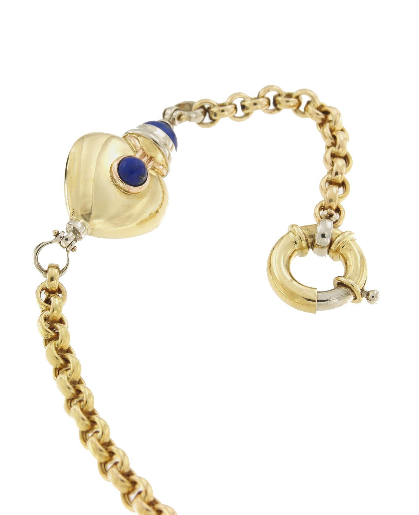 Pulsera KURT nueva en oro de 18 ktes con corazón y lapislázuli