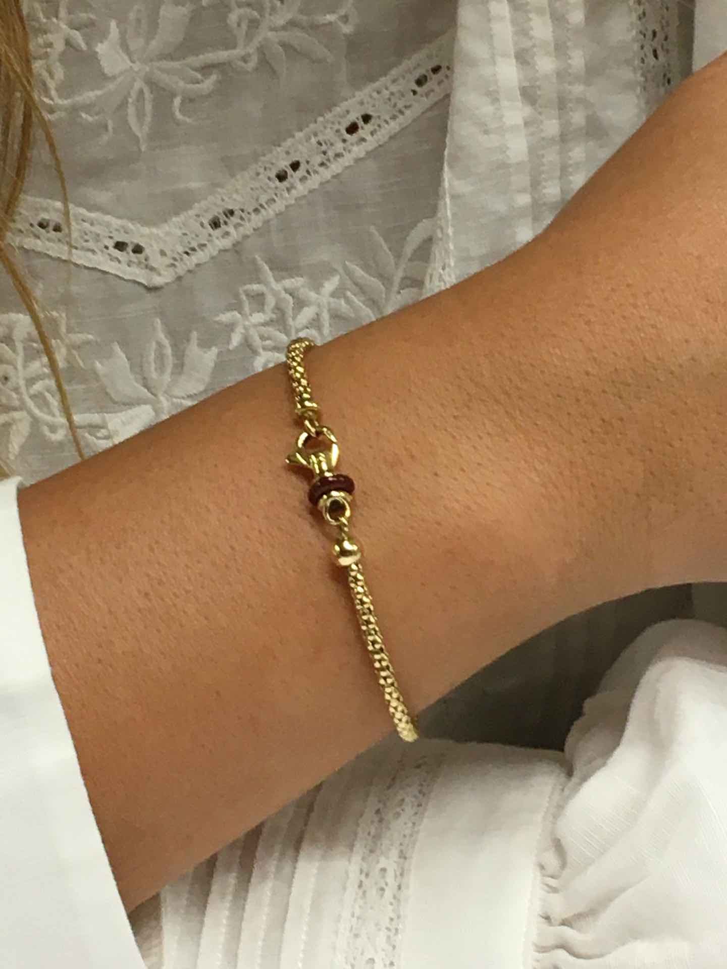 Pulsera DEMIR cadena redondeada y enganchada en oro amarillo