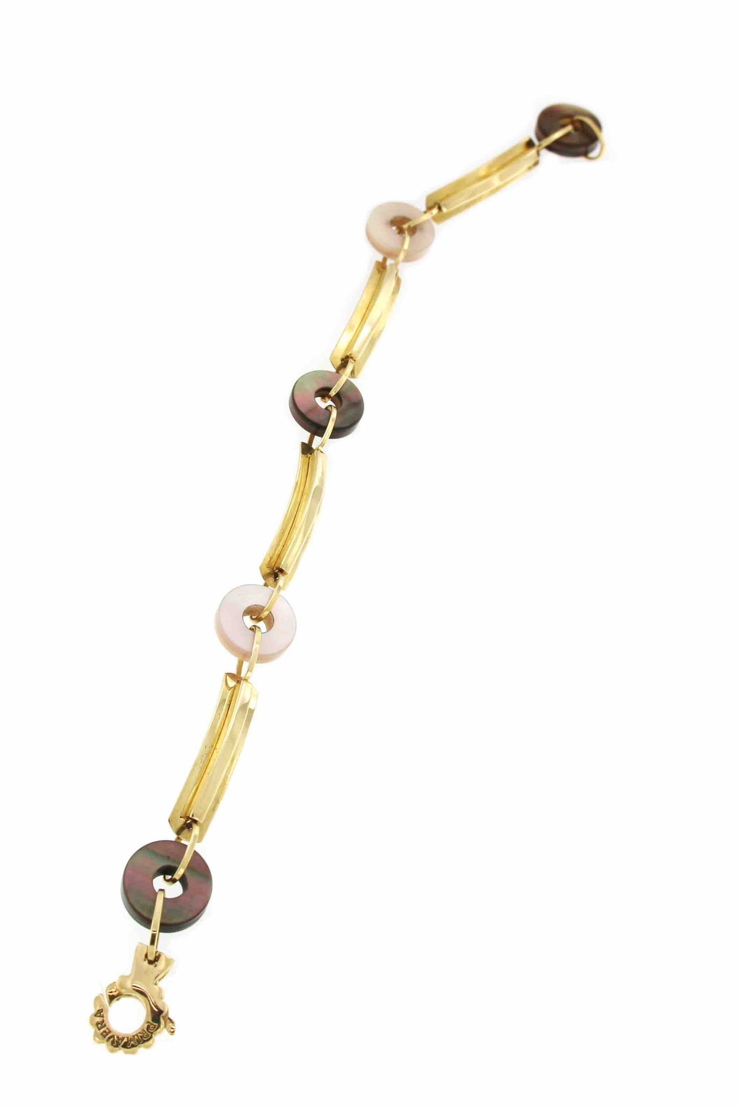 Pulsera MESUTE modernismo en oro de 18 ktes con nácar 2 colores - Roman Joyero