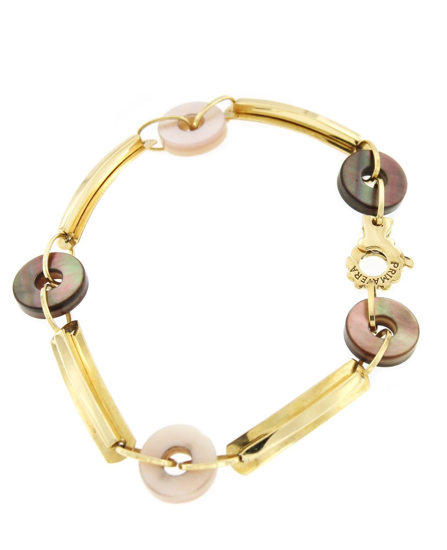 Pulsera MESUTE modernismo en oro de 18 ktes con nácar 2 colores - Roman Joyero