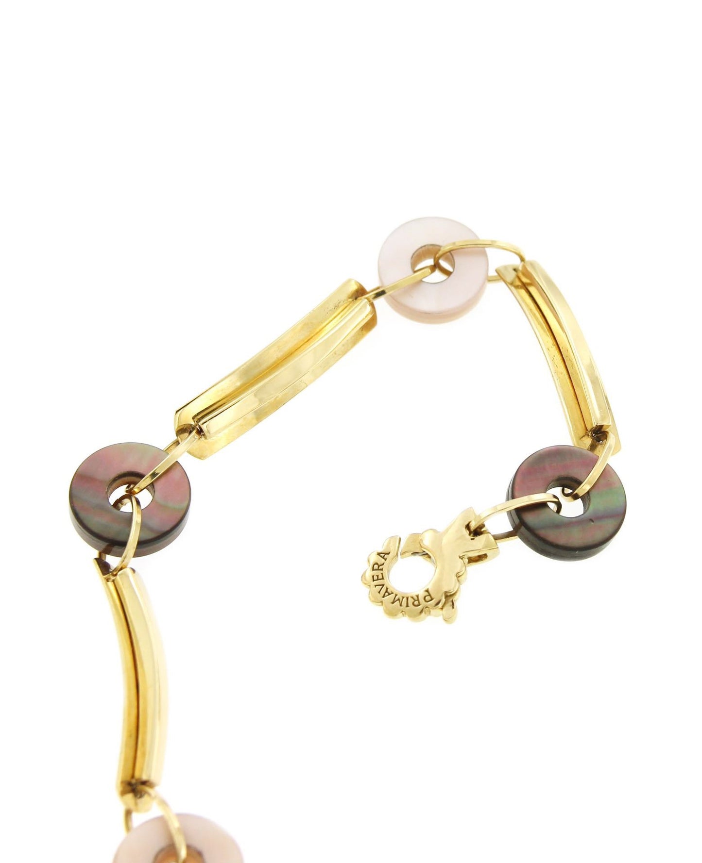 Pulsera MESUTE modernismo en oro de 18 ktes con nácar 2 colores - Roman Joyero