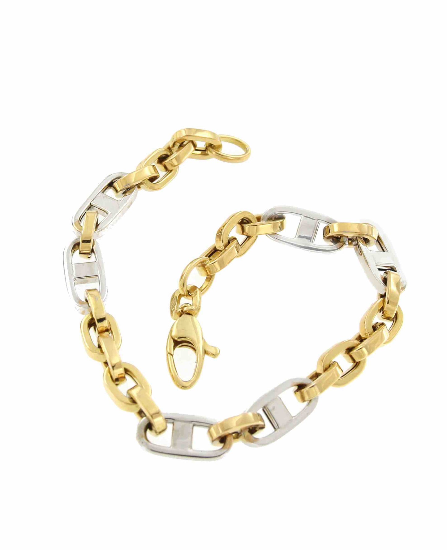 Pulsera FADIK de oro 18 ktes en blanco y amarillo tipo marinera - Roman Joyero