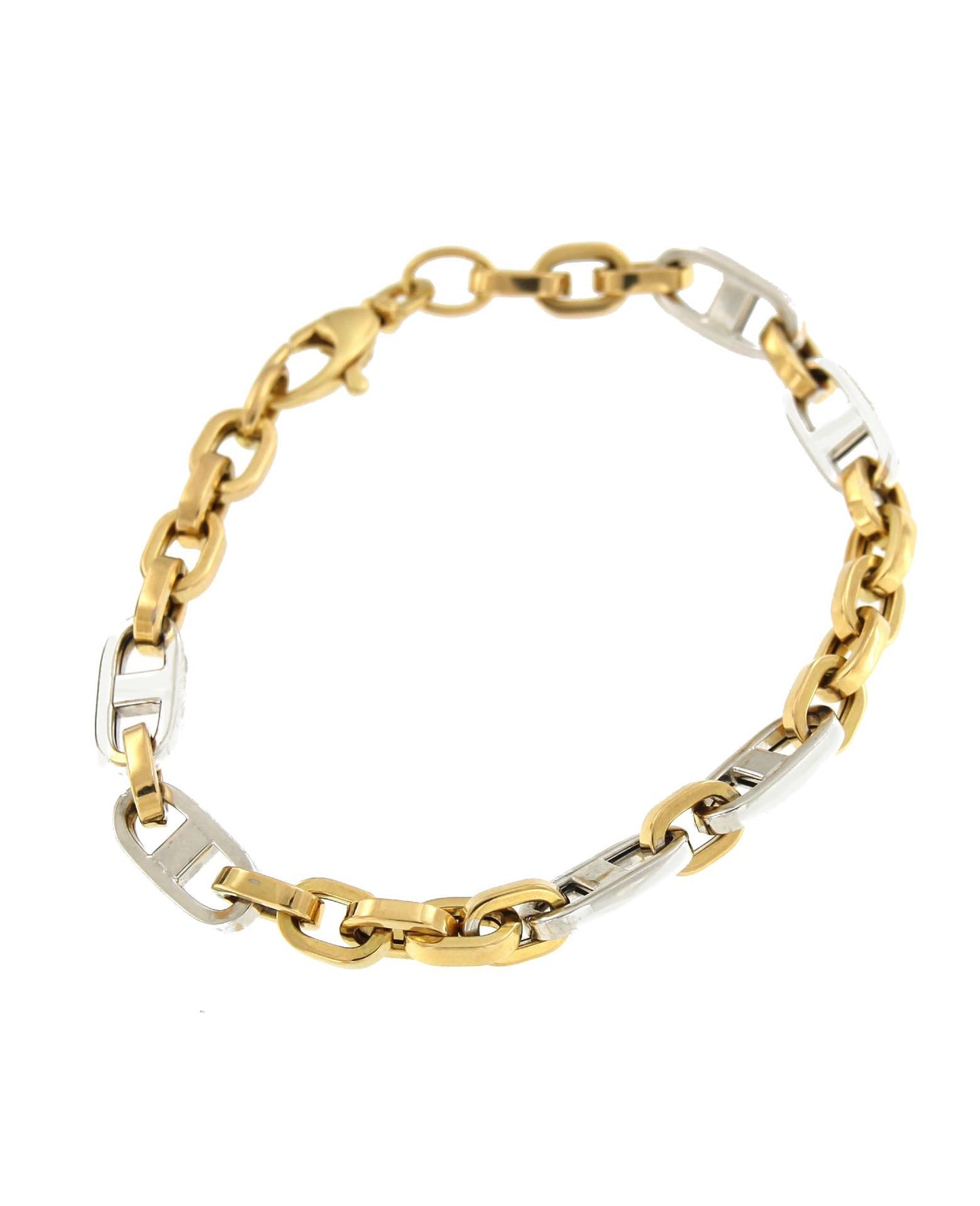 Pulsera FADIK de oro 18 ktes en blanco y amarillo tipo marinera - Roman Joyero