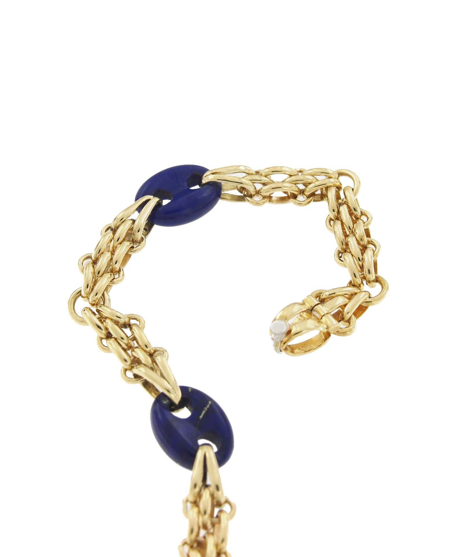 Pulsera SUNA oro 18 ktes amarillo y calabrotes en lapislázuli.