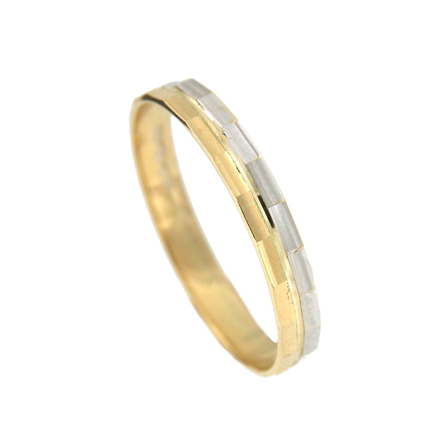 Alianza de boda ONUR oro de 18 kilates amarillo y blanco 3mm - Roman Joyero