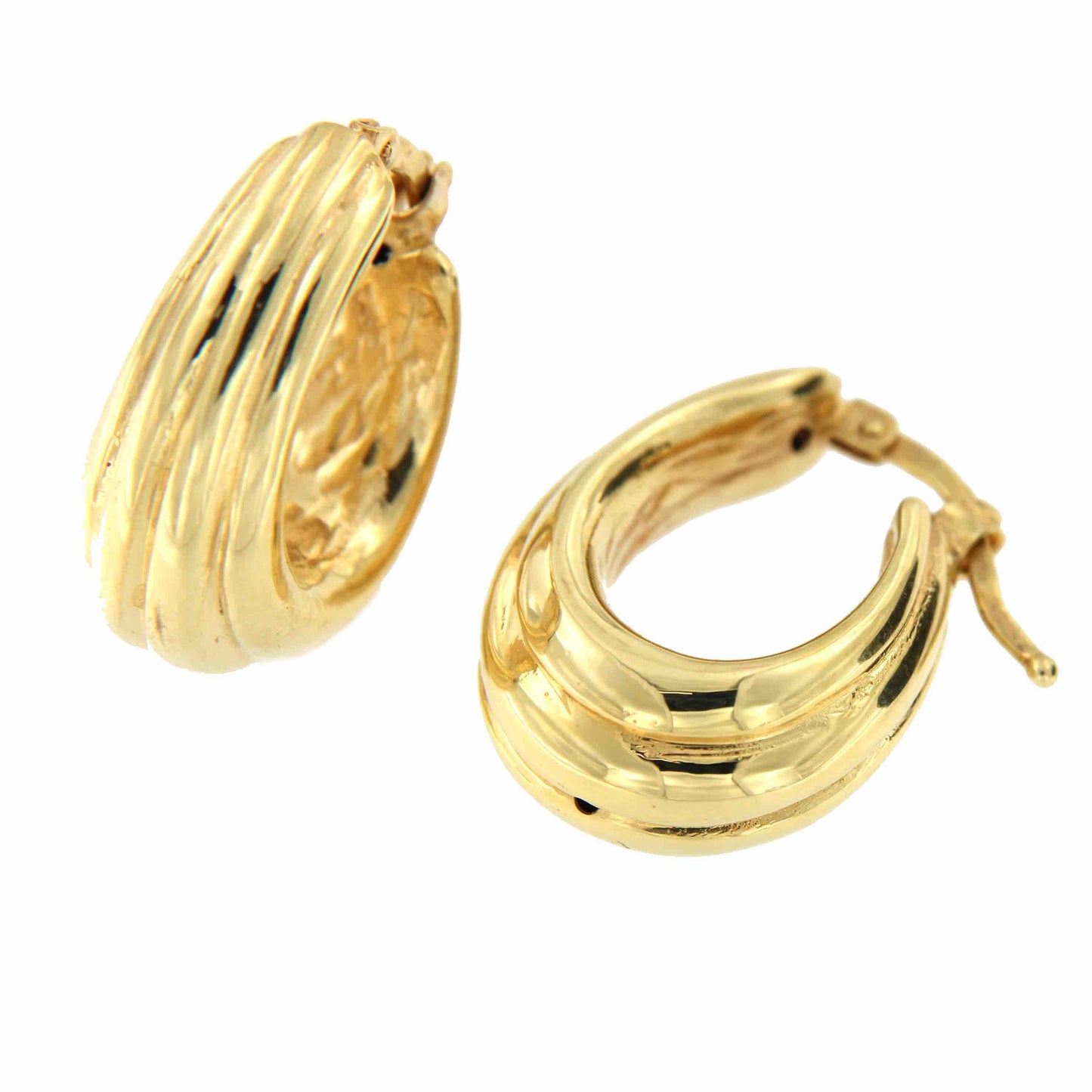 Pendientes de aros DURUM en oro amarillo 18 kts con volumen. - Roman Joyero