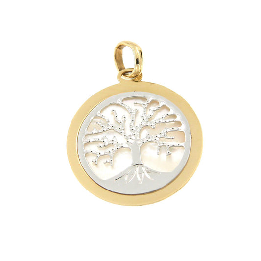 Colgante de la vida FIRAT en oro amarillo y blanco con nácar. - Roman Joyero