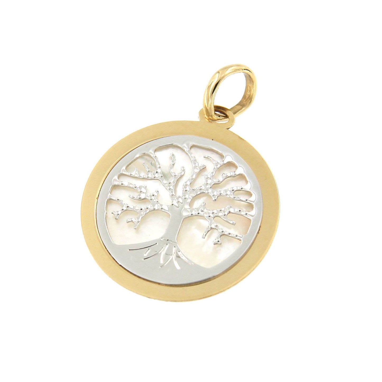 Colgante de la vida FIRAT en oro amarillo y blanco con nácar. - Roman Joyero