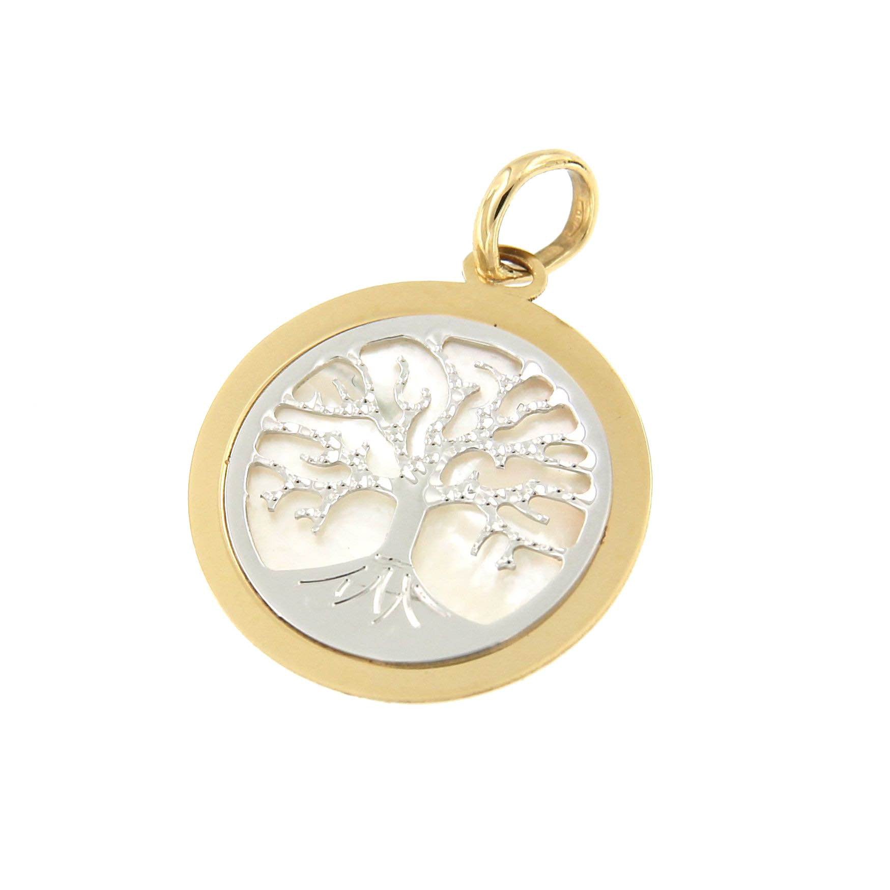 Colgante de la vida FIRAT en oro amarillo y blanco con nácar. - Roman Joyero