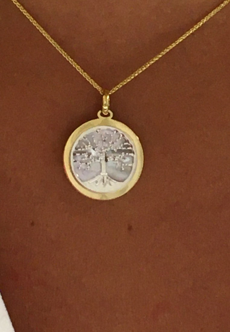 Colgante de la vida FIRAT en oro amarillo y blanco con nácar. - Roman Joyero