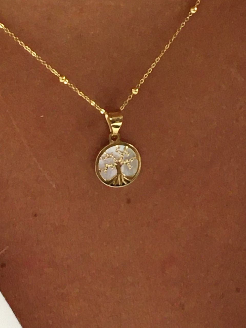 Colgante de la vida KARTAL en oro y pequeño nácar redondo - Roman Joyero