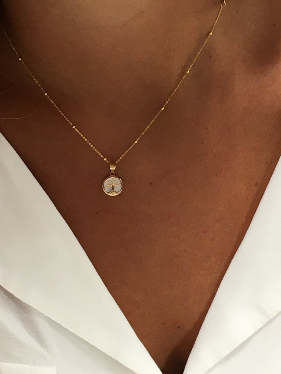 Colgante de la vida KARTAL en oro y pequeño nácar redondo - Roman Joyero