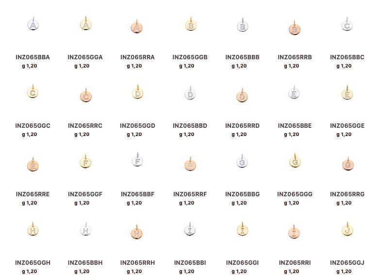 Colgantes letras LEVENT oro amarillo de 18 kilates y circonitas