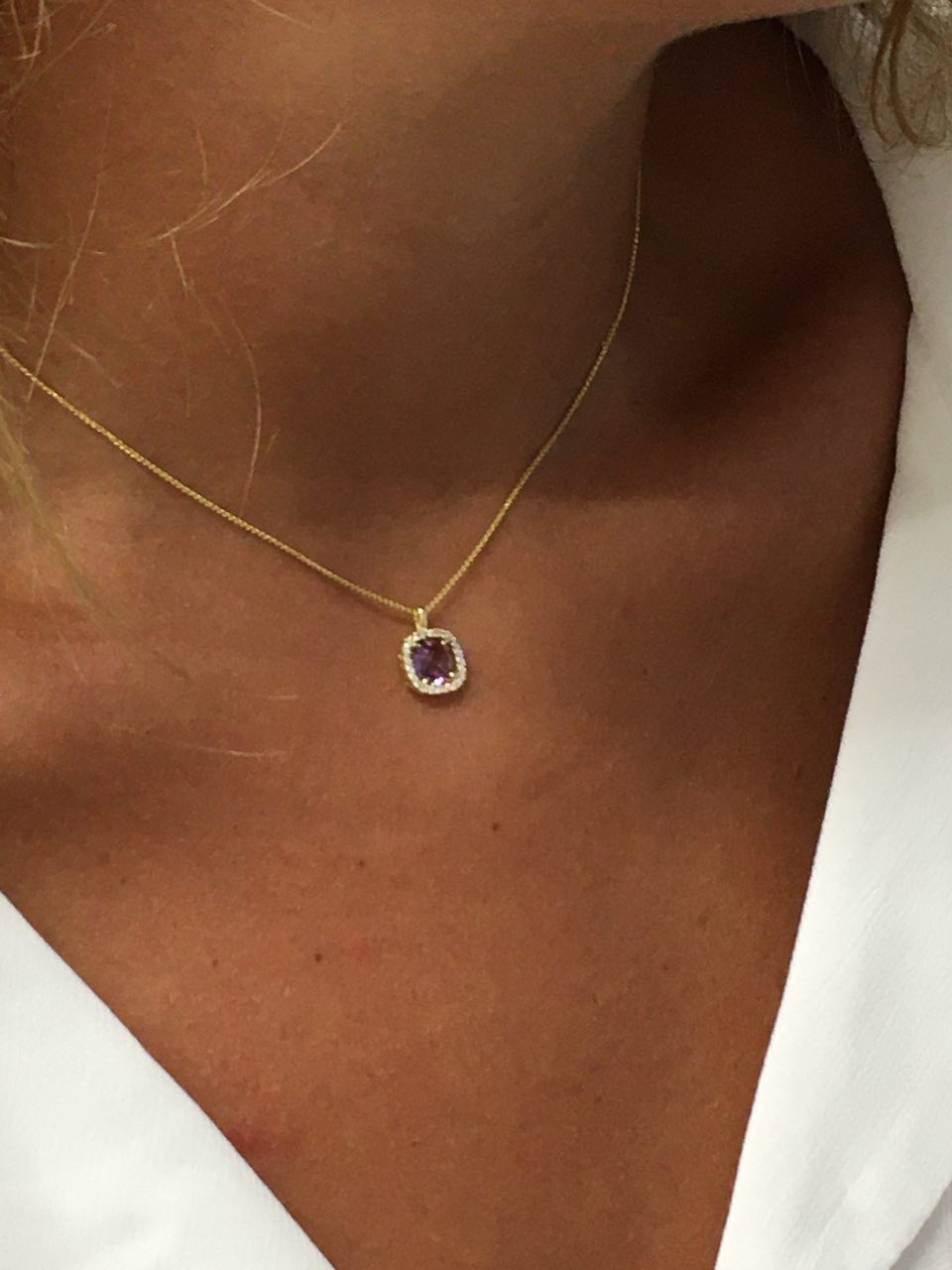 Colgante RIFAT en oro amarillo 18kt con amatista y circonitas - Roman Joyero