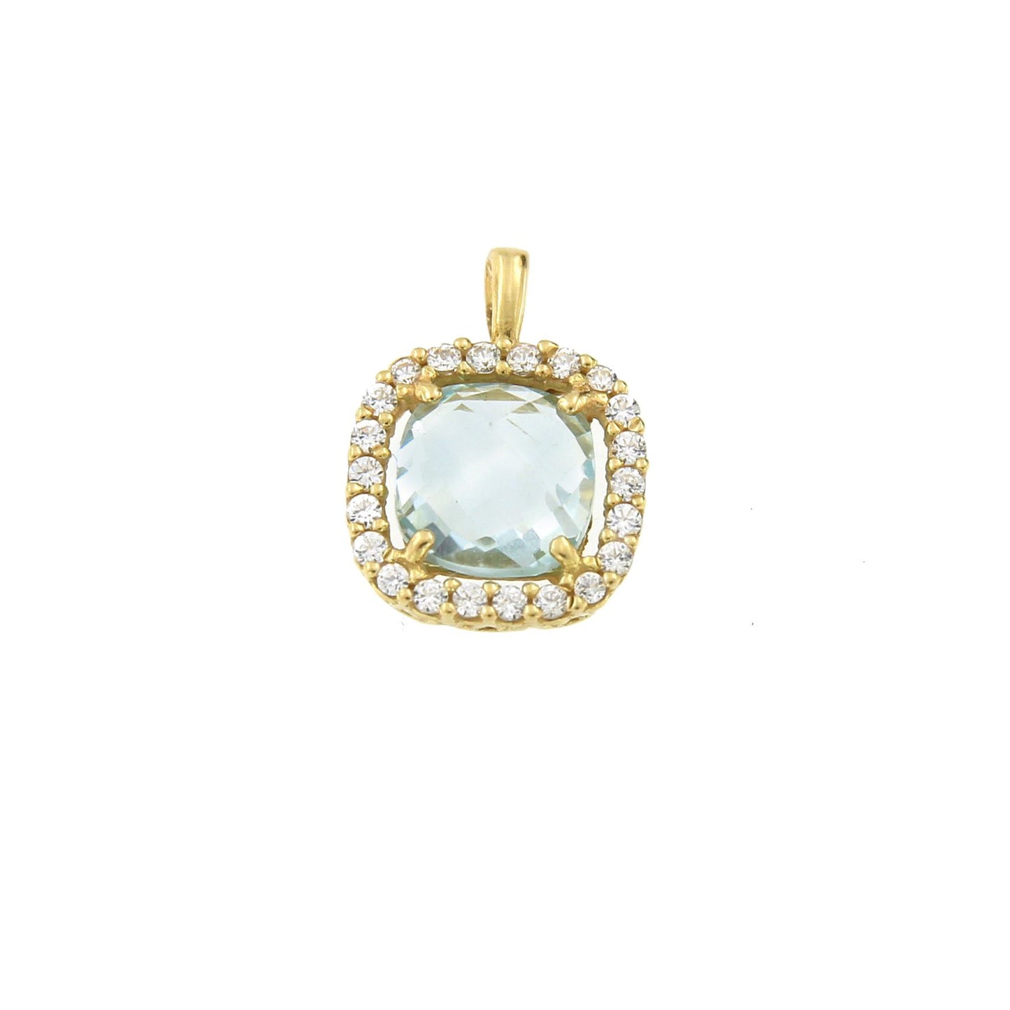 Colgante YENER en oro amarillo 18kt cuarzo azul y circonitas