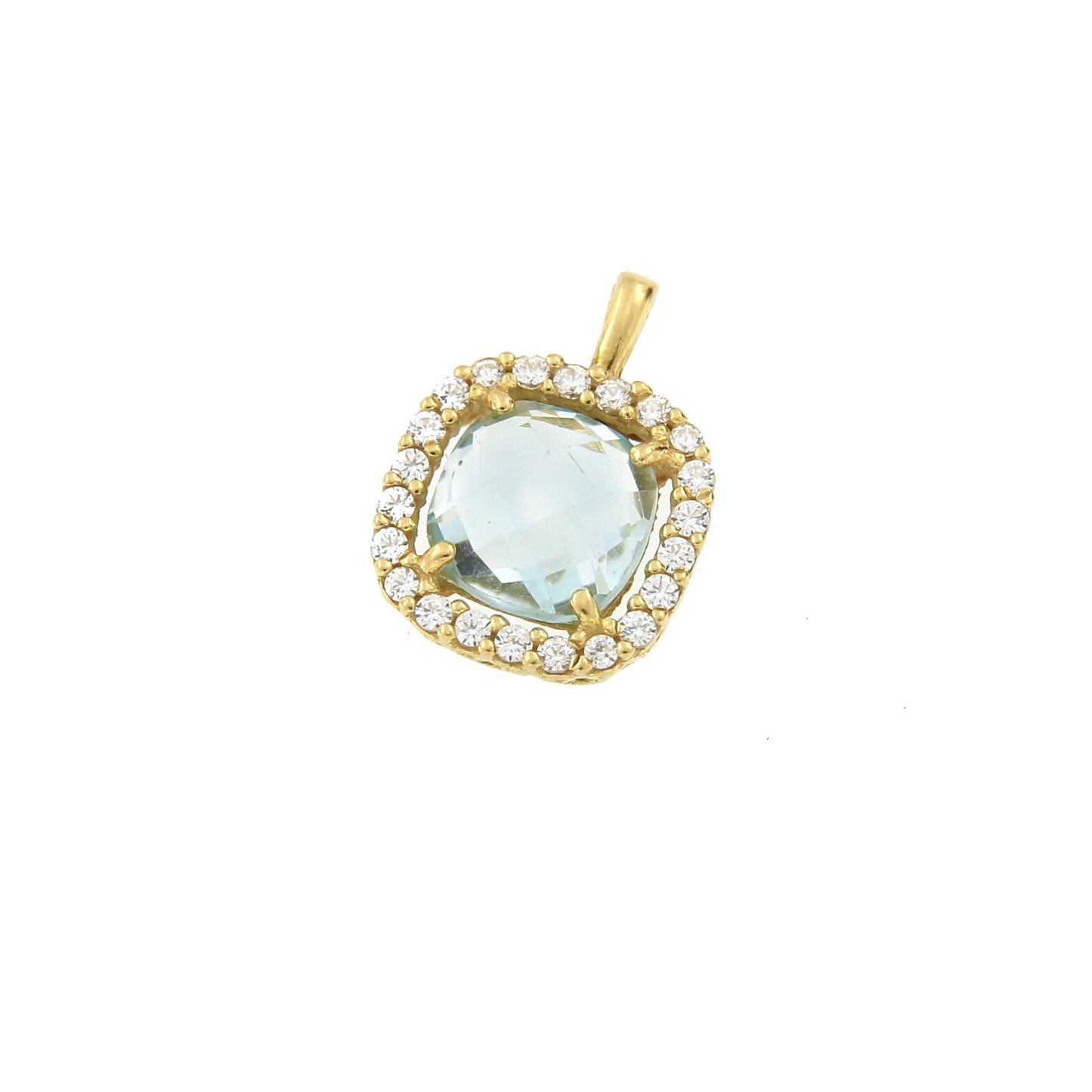 Colgante YENER en oro amarillo 18kt cuarzo azul y circonitas