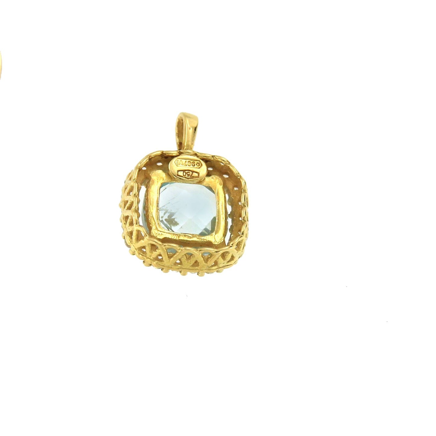 Colgante YENER en oro amarillo 18kt cuarzo azul y circonitas