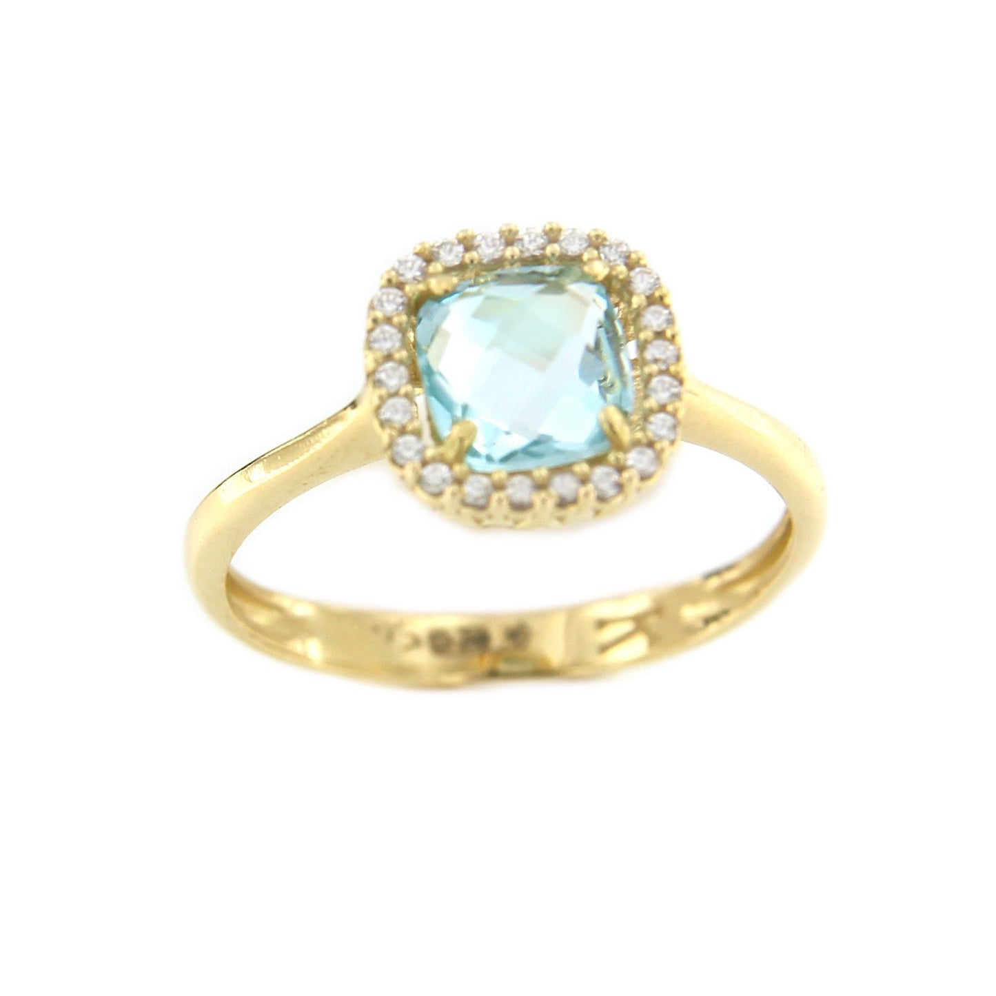 Anillo CEYLAN en oro amarillo 18kt cuarzo azul y circonitas - Roman Joyero