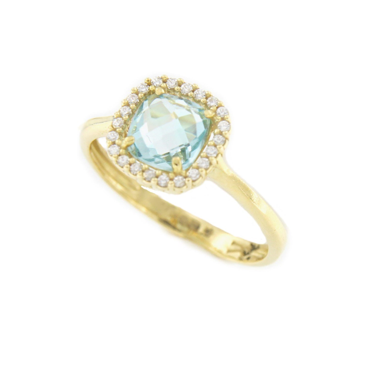 Anillo CEYLAN en oro amarillo 18kt cuarzo azul y circonitas - Roman Joyero