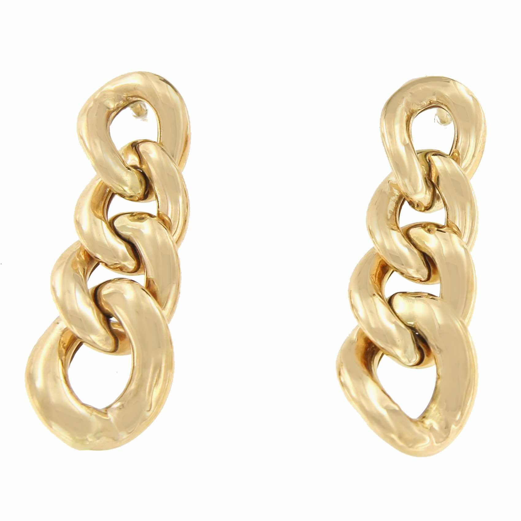 Pendiente ERDEM largos en oro amarillo de eslabones barbados - Roman Joyero