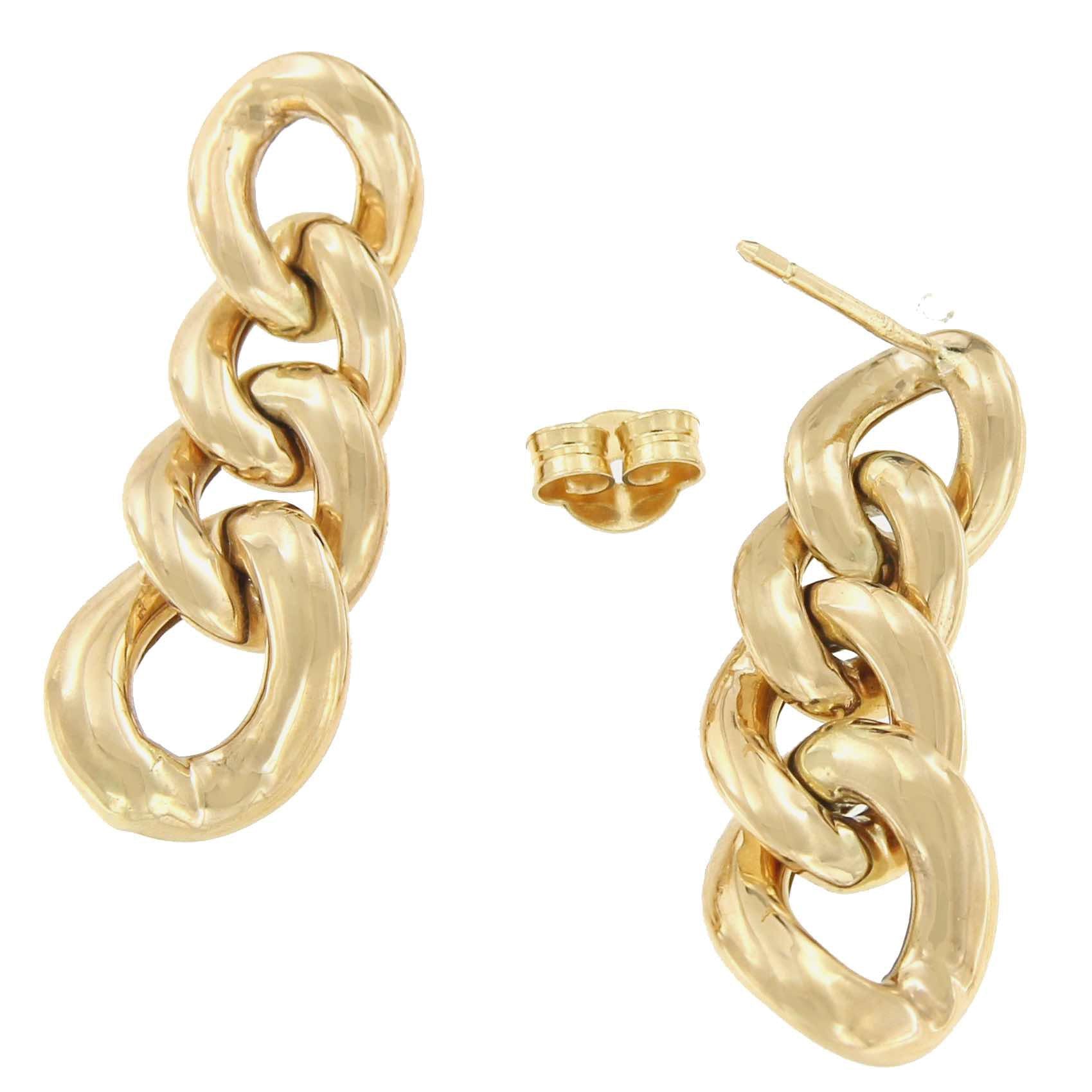 Pendiente ERDEM largos en oro amarillo de eslabones barbados - Roman Joyero