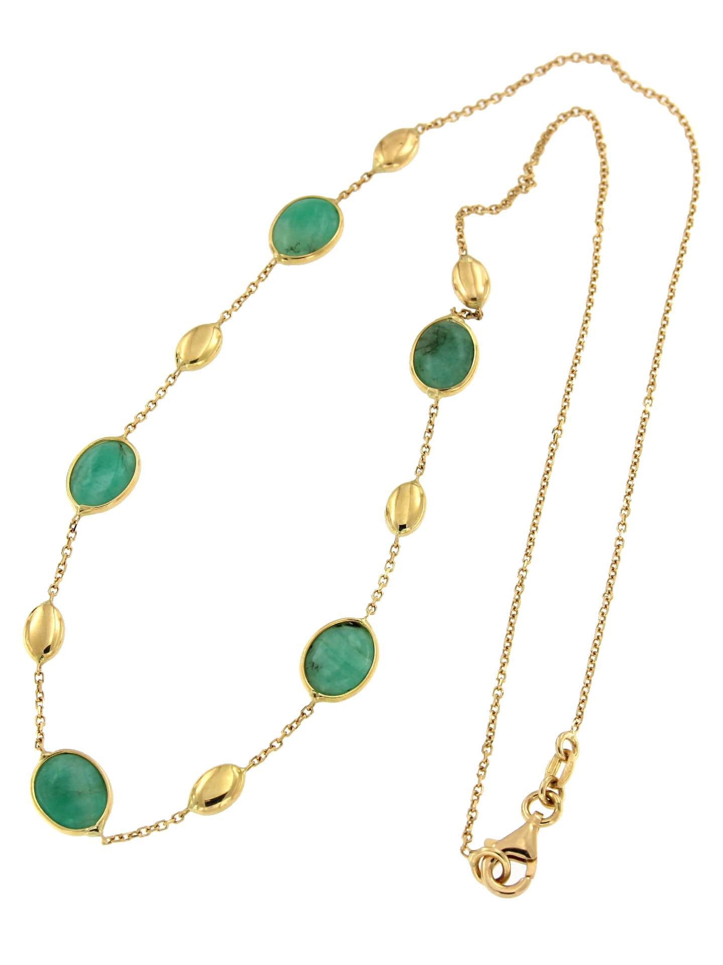 Gargantilla con esmeraldas ILKER en oro amarillo de 18 ktes - Roman Joyero