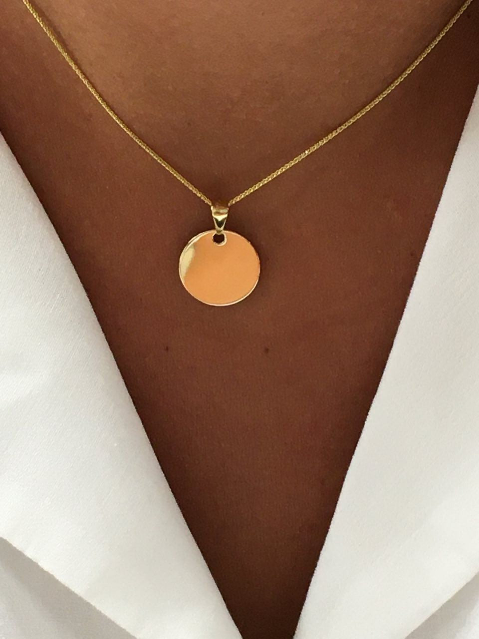 Colgante chapa redonda SHEREZADE en oro amarillo de 18 Kilates - Roman Joyero