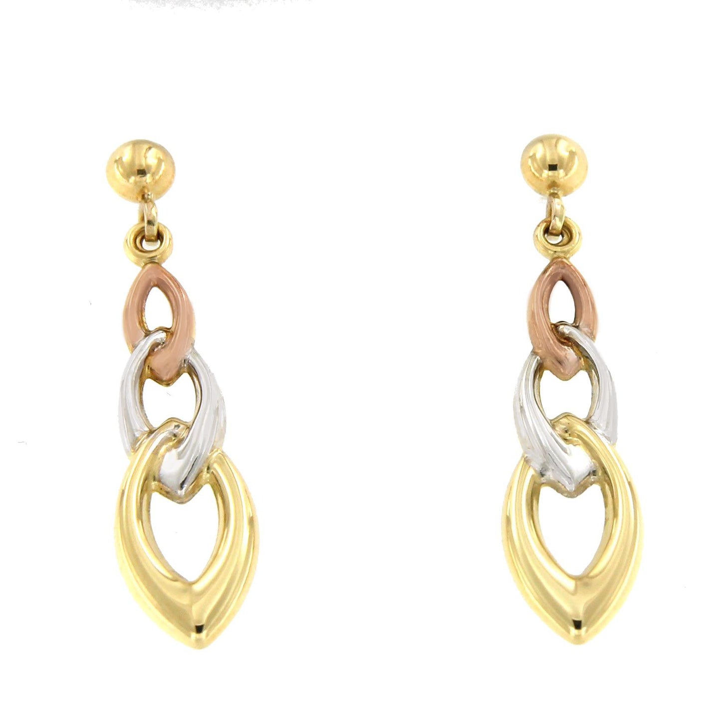 Pendientes DULUNAY con eslabones crecientes en 3 colores de oro - Roman Joyero