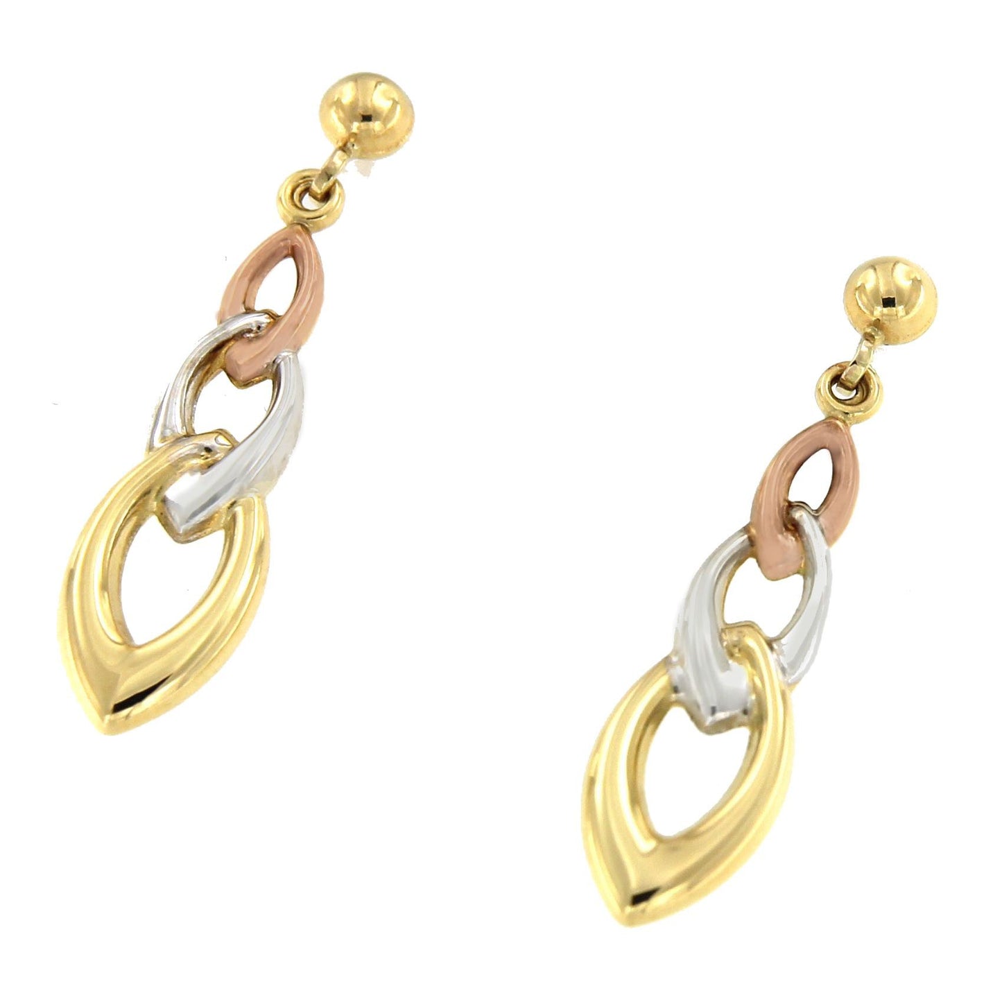 Pendientes DULUNAY con eslabones crecientes en 3 colores de oro - Roman Joyero