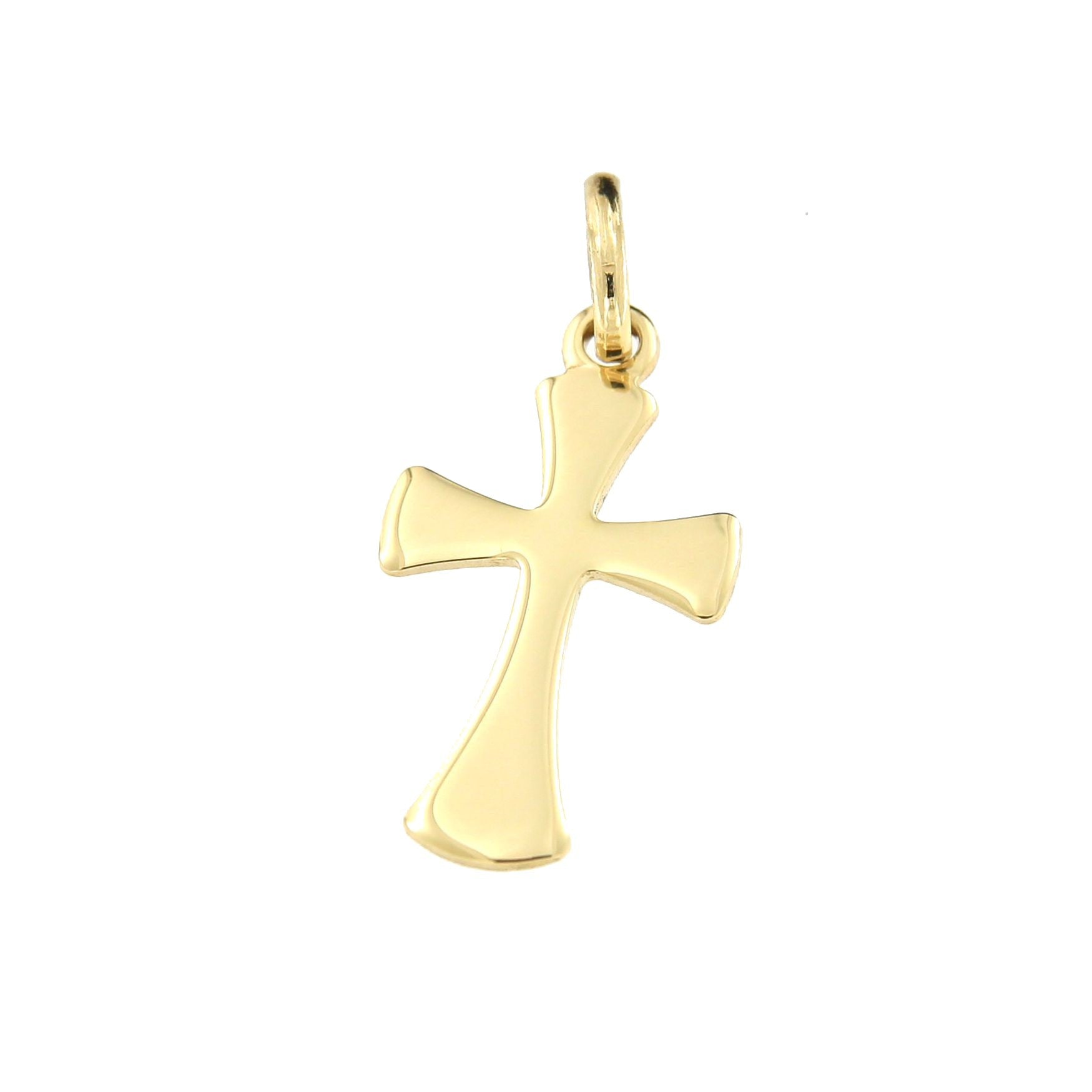 Cruz NUMEL en oro amarillo pulido con disminución al centro - Roman Joyero